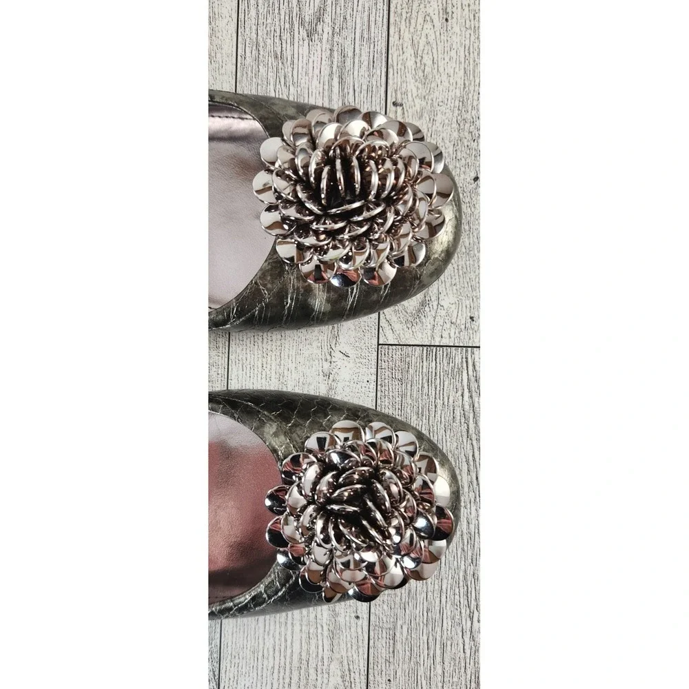 Alfani Shoes Womens Size 7M Flats Faux Animal Snake Grey/Black Metallic Dressy